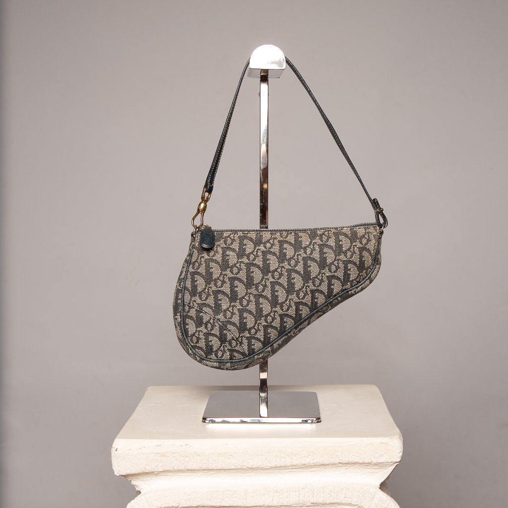 Christian Dior Trotter Blue Saddle Pochette